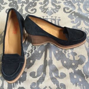 Michael Kors Black Suede Wedge Loafers Size 9.5